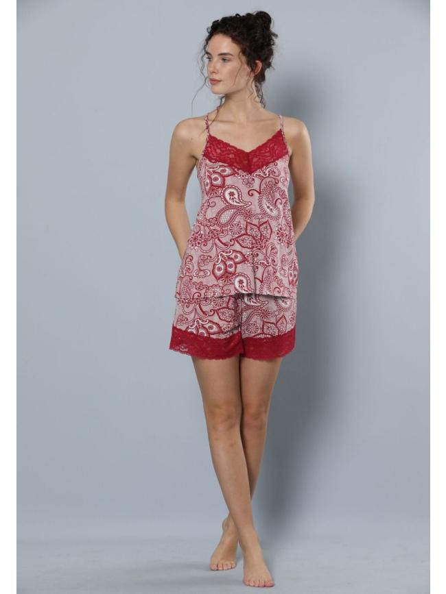 Σετ homewear με Σορτσάκι- Κόκκινο