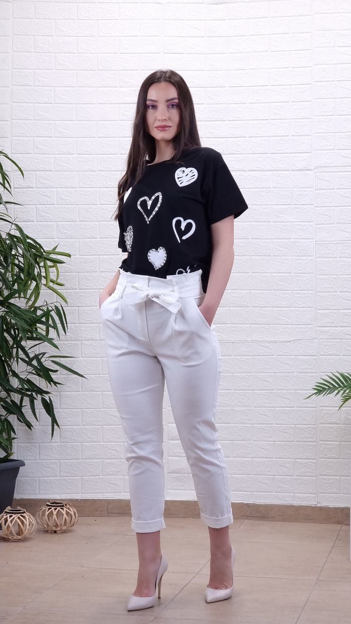 Παντελόνι ψηλόμεσο με λάστιχο και ζώνη-Μπέζ