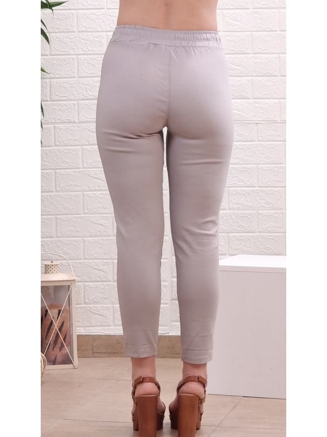 Ψηλόμεσο παντελόνι με λάστιχο και κορδόνι-Μπέζ