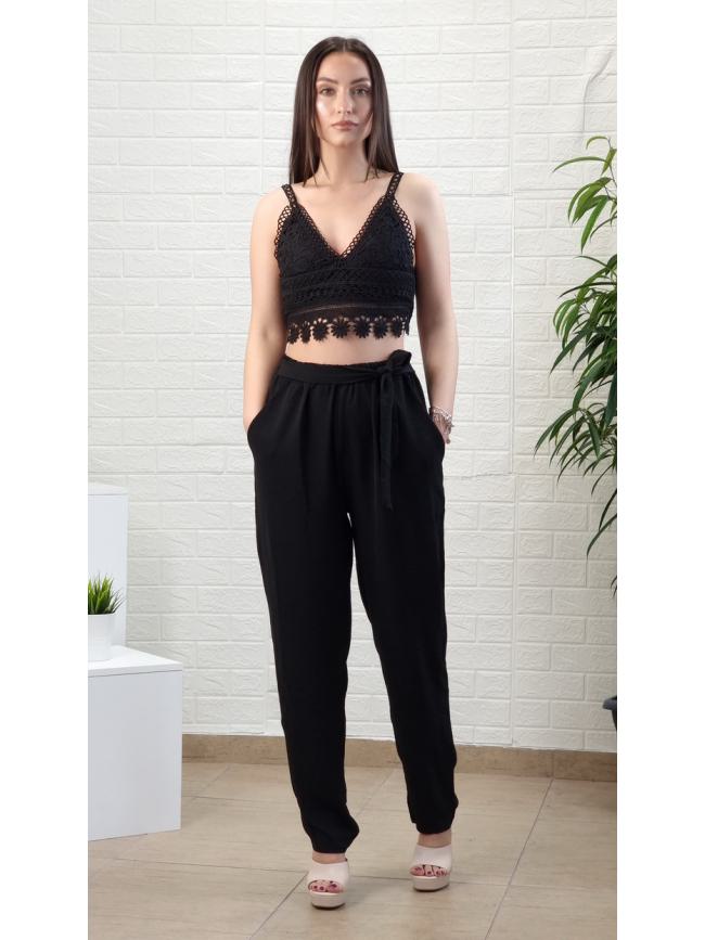 Παντελόνα με λάστιχο στη μέση Μαύρο