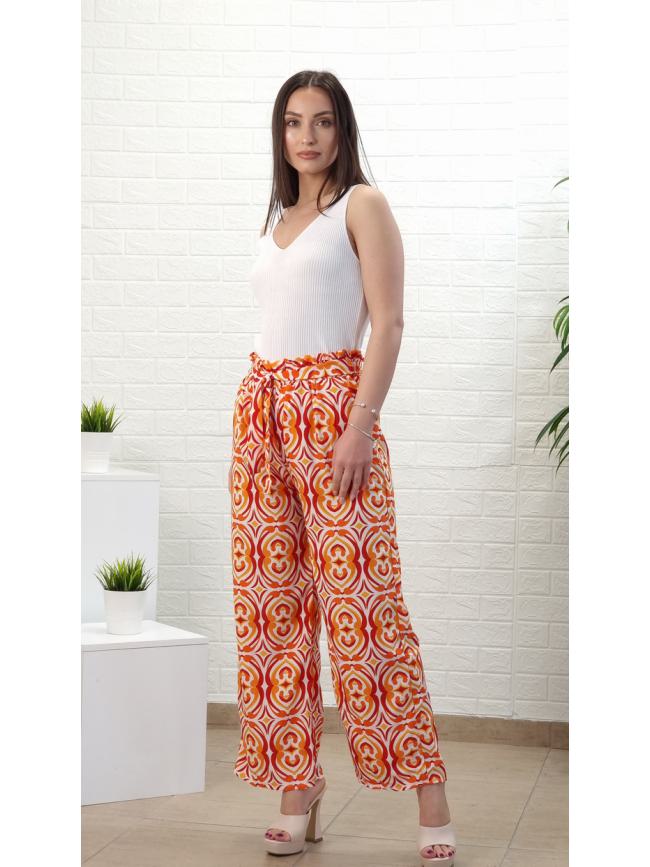 Παντελόνα με λάστιχο-Εμπριμέ Πορτοκαλί