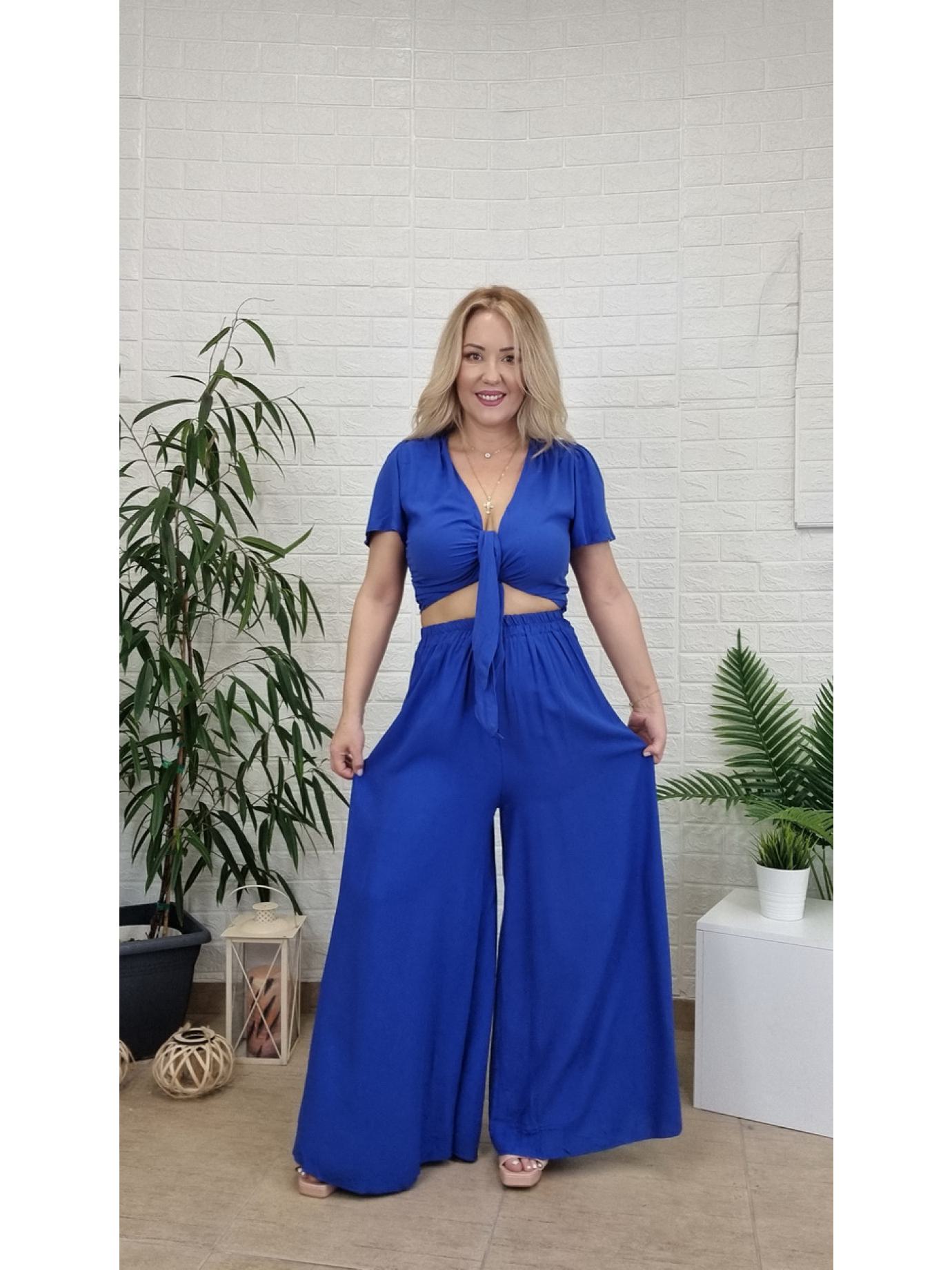 Σετ βαμβακερό με crop top- Μπλε Ρουά