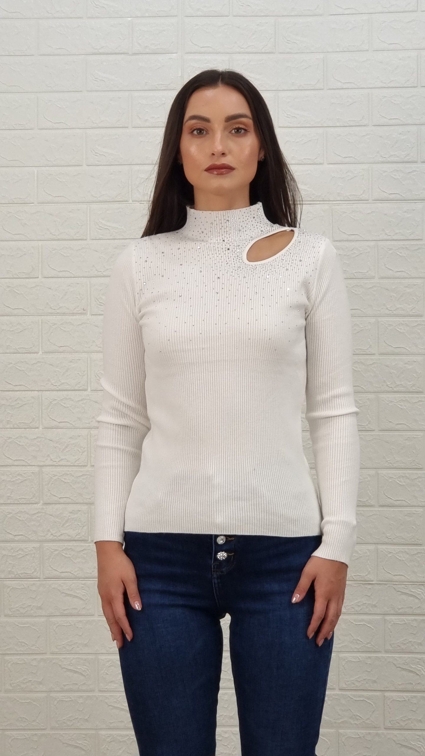 Μπλούζα άνοιγμα και στρας-Πούρο