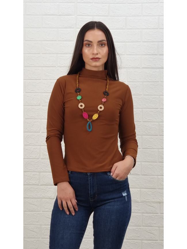 Μπλούζα μακρύ μανίκι ζιβάγκο Καφέ