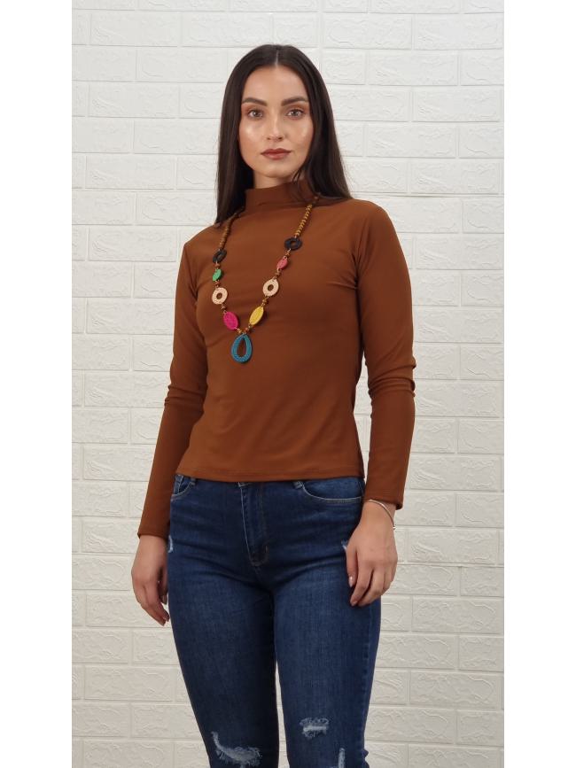 Μπλούζα μακρύ μανίκι ζιβάγκο Καφέ