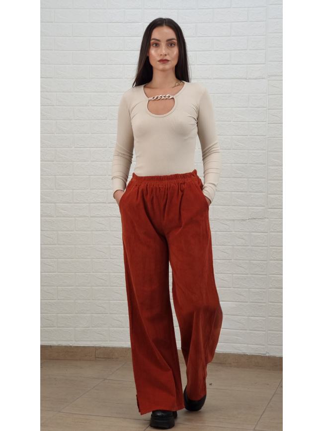 Παντελόνα κοτλέ με λάστιχο στη μέση -Εκάι