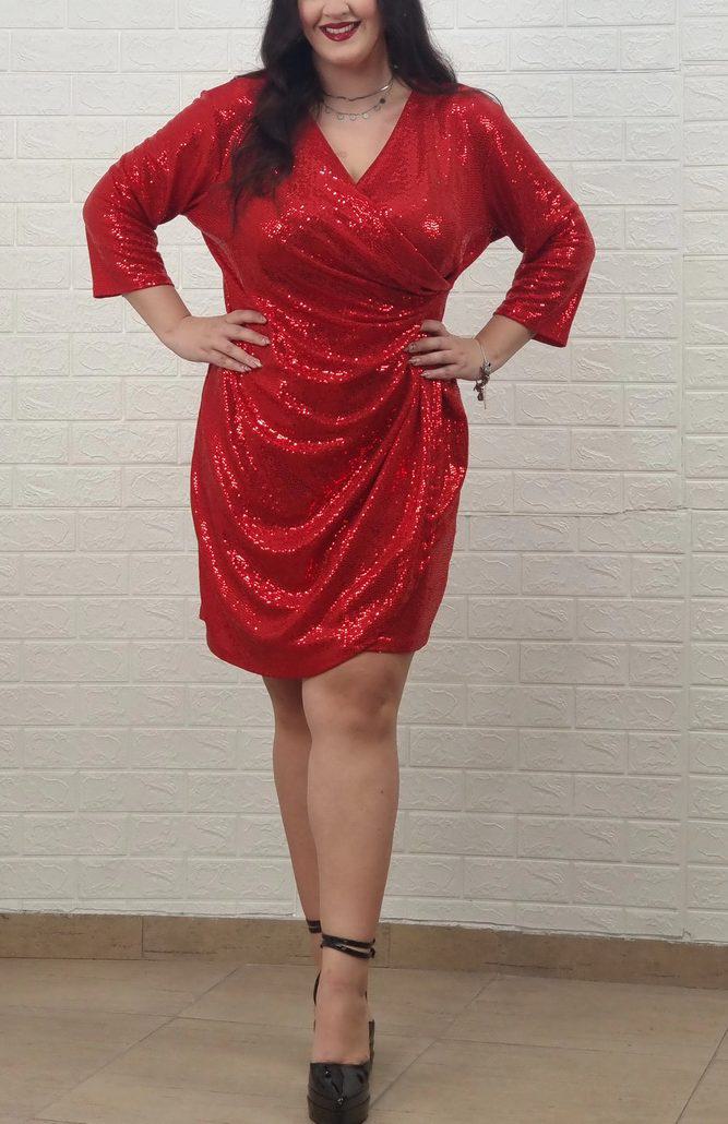 Φόρεμα κρουαζέ μίνι παγιέτα-Μαύρο