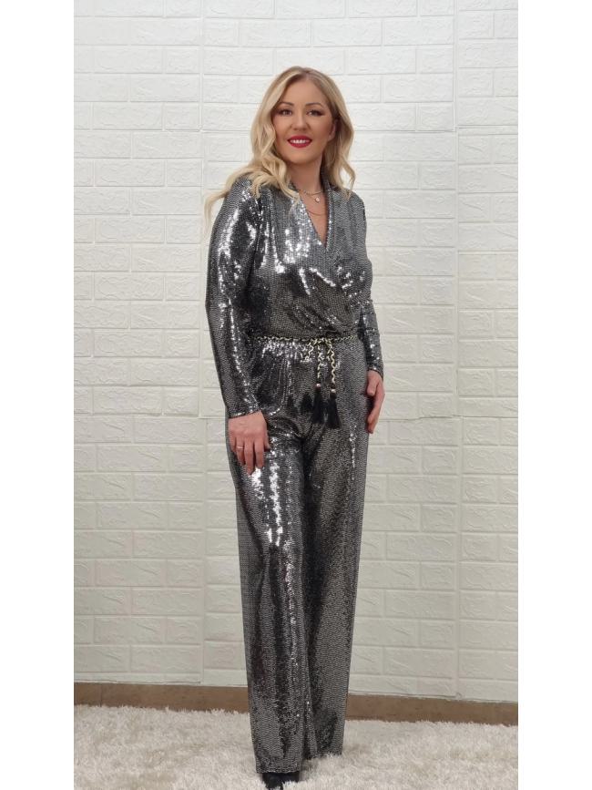 Παντελόνα Με Παγέτα Ασημί