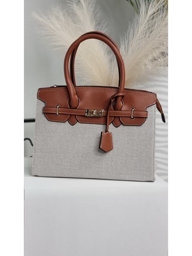 Τσάντα χειρός Μπεζ-Ταμπά