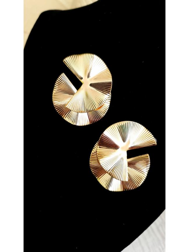 Σκουλαρίκια σφυρήλατα διπλό χρυσό