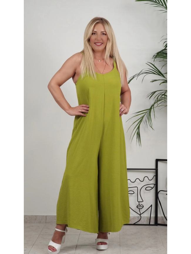 Ολόσωμη παντελόνα με τιράντες-Lime