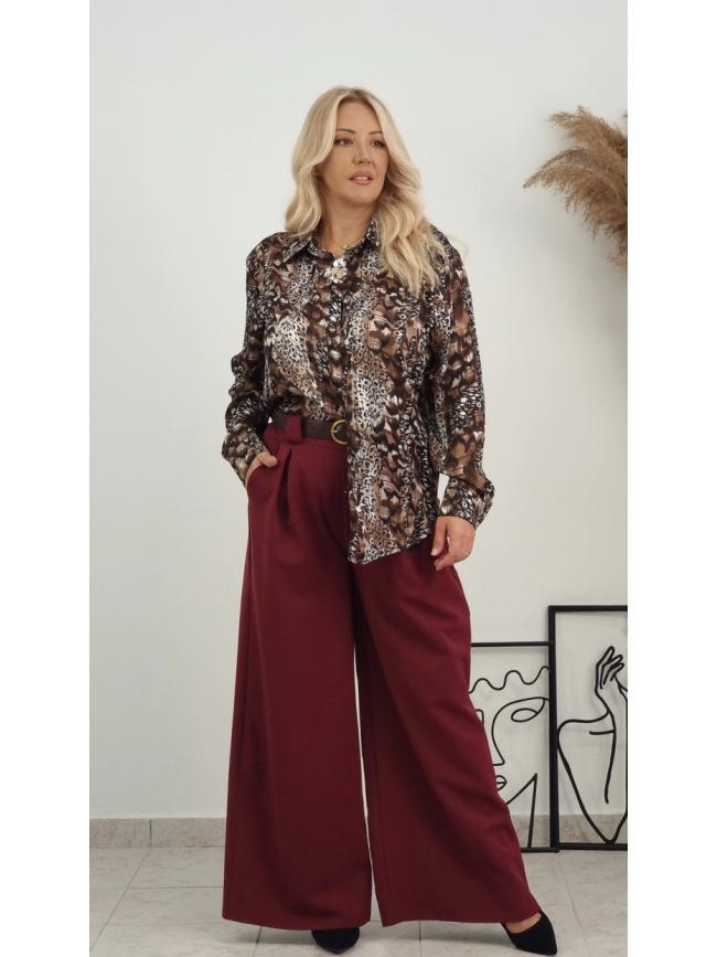 Πουκάμισο με καρφίτσα λουλούδι-Καφέ