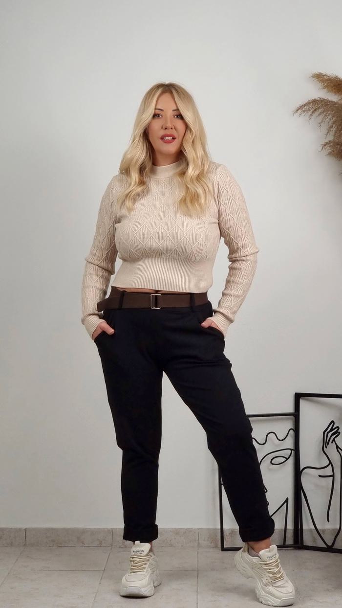 Παντελόνι ποντοστόφα με ζώνη-Χακί