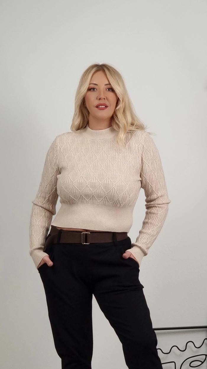 Μπλούζα Πλεκτή Πλεξούδα-Μπεζ Μπλούζα Πλεκτή Πλεξούδα-Μπεζ