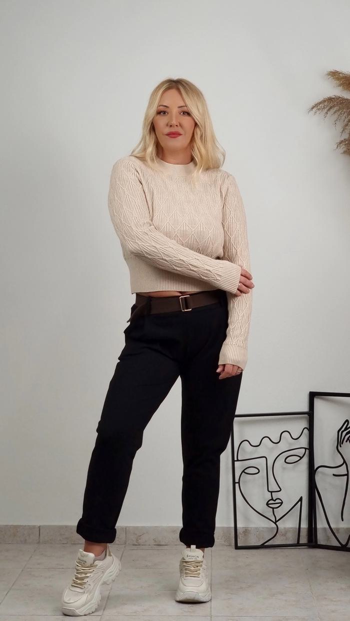 Μπλούζα Πλεκτή Πλεξούδα-Μπεζ Μπλούζα Πλεκτή Πλεξούδα-Μπεζ