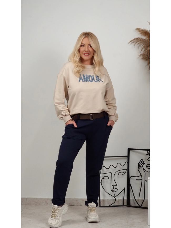 Παντελόνι ποντοστόφα με ζώνη-Μπλέ σκούρο