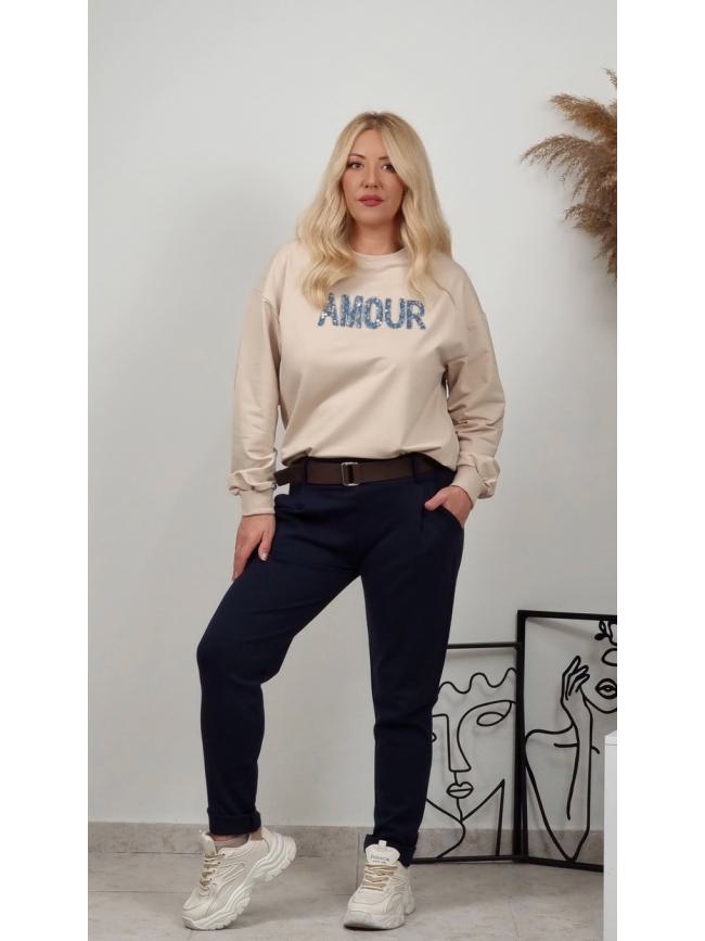 Παντελόνι ποντοστόφα με ζώνη-Μπλέ σκούρο