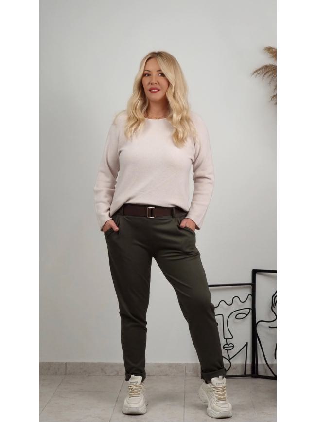 Παντελόνι ποντοστόφα με ζώνη-Χακί