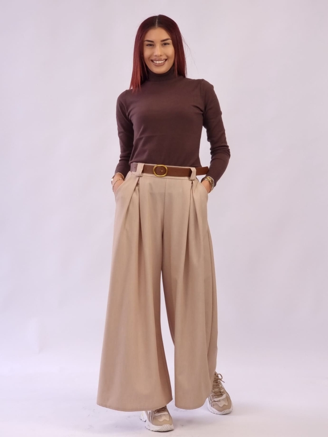 Παντελόνα με Λάστιχο και Ζώνη - Γκρι