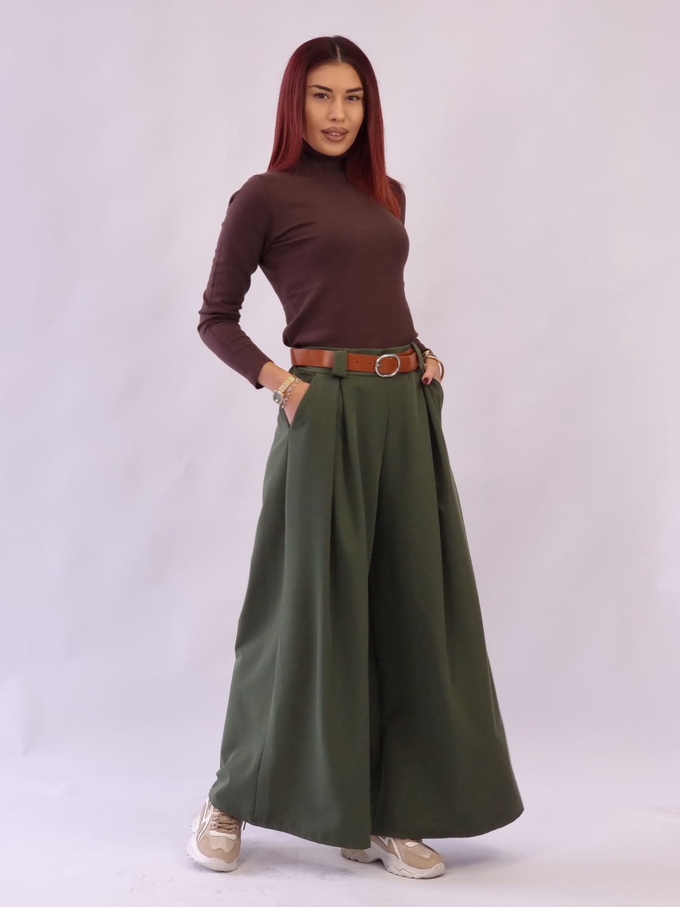 Παντελόνα με Λάστιχο και Ζώνη - Γκρι