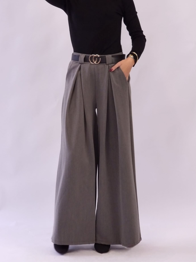Παντελόνα με Λάστιχο και Ζώνη - Γκρι