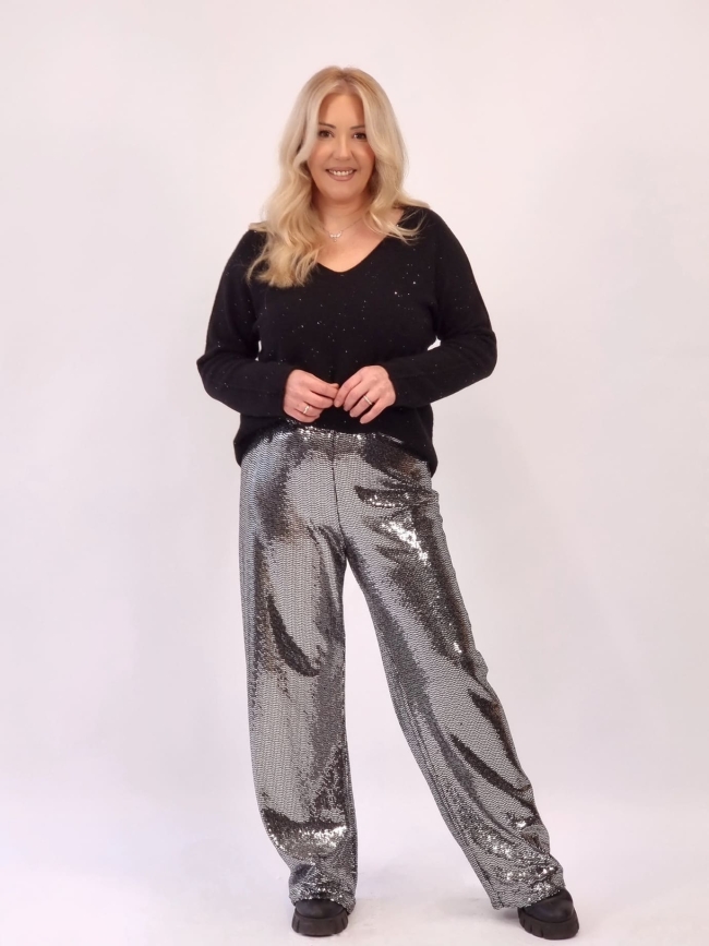 Παντελόνα Παγιέτα -Ασημί Παντελόνα Παγιέτα -Ασημί