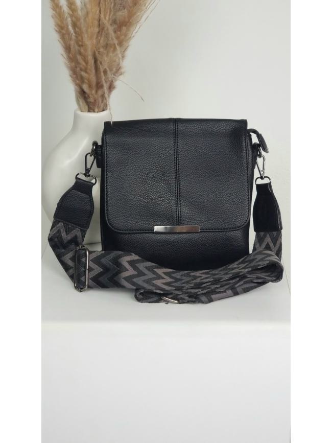 Τσάντα χιαστί με καπάκι και ιμάντα