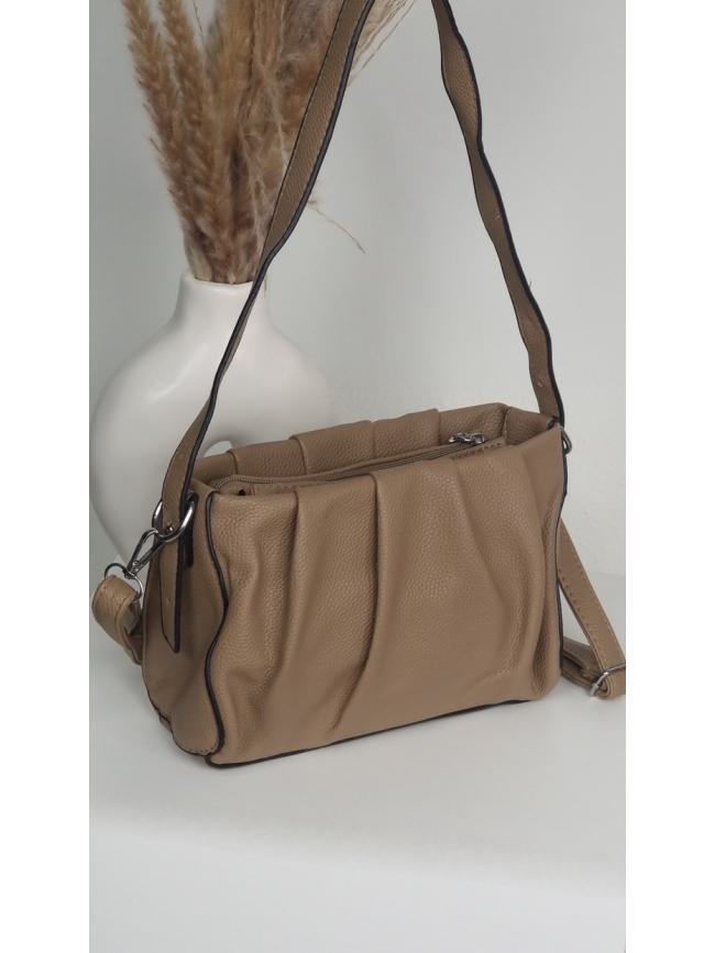 Τσάντα ώμου και χιαστί σούρα-Μπέζ