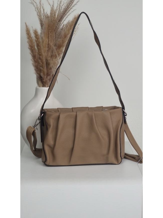 Τσάντα ώμου και χιαστί σούρα-Μπέζ