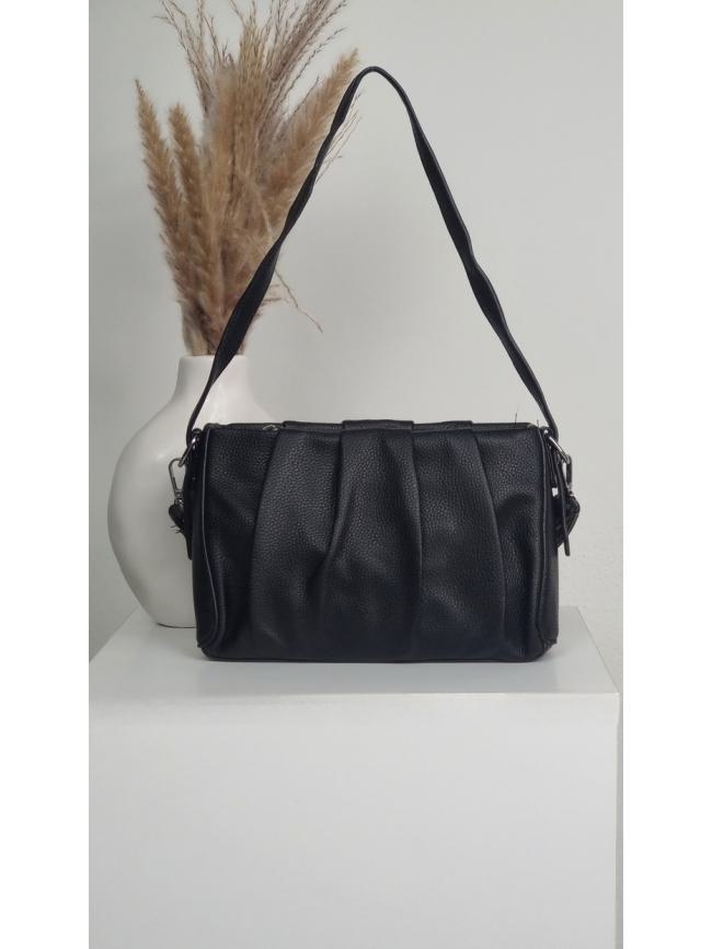 Τσάντα ώμου και χιαστί σούρα-Μαύρο Τσάντα ώμου και χιαστί σούρα-Μαύρο