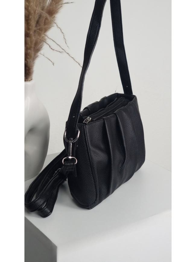 Τσάντα ώμου και χιαστί σούρα-Μαύρο Τσάντα ώμου και χιαστί σούρα-Μαύρο