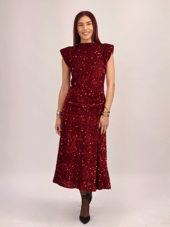 Μπλούζα αμάνικη με παγιέτα-Μπορντό Μπλούζα αμάνικη με παγιέτα-Μπορντό