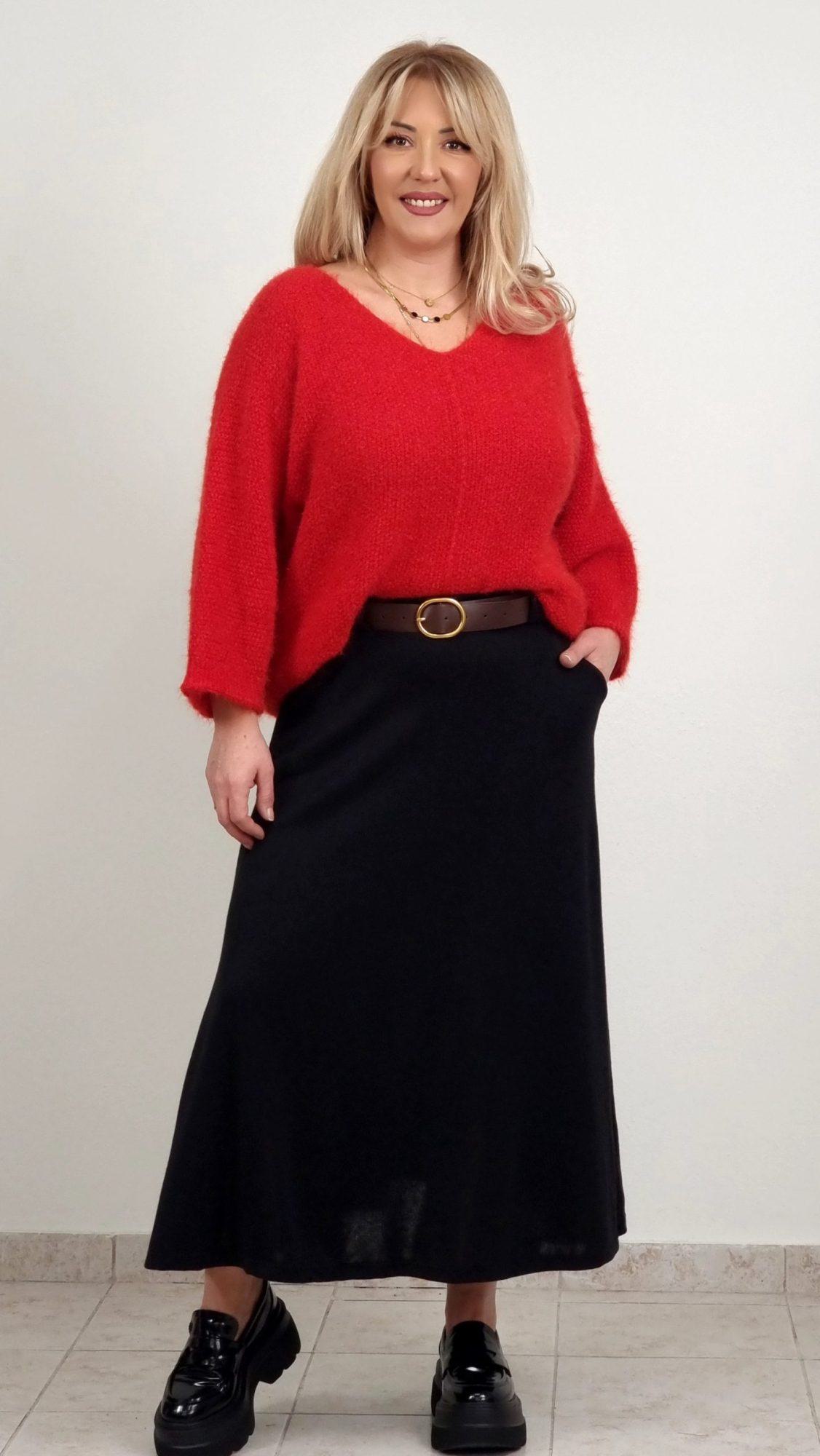 Φούστα νημάτινη με ζώνη μαύρο Φούστα νημάτινη με ζώνη μαύρο