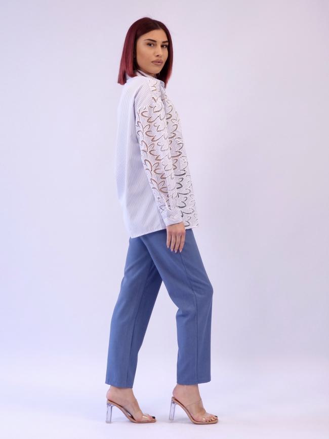 Πουκάμισο ριγέ κιπούρ -Σιέλ