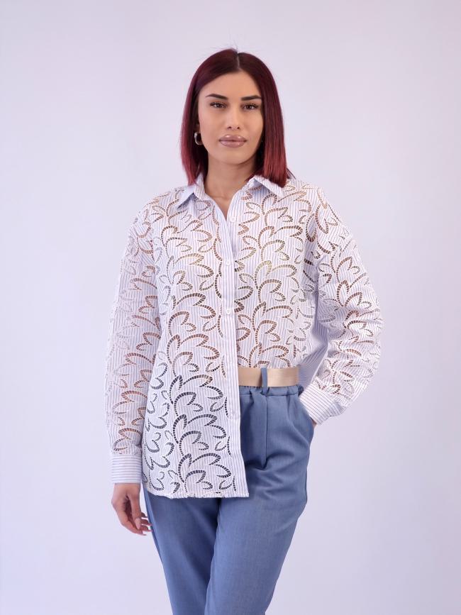 Πουκάμισο ριγέ κιπούρ -Σιέλ