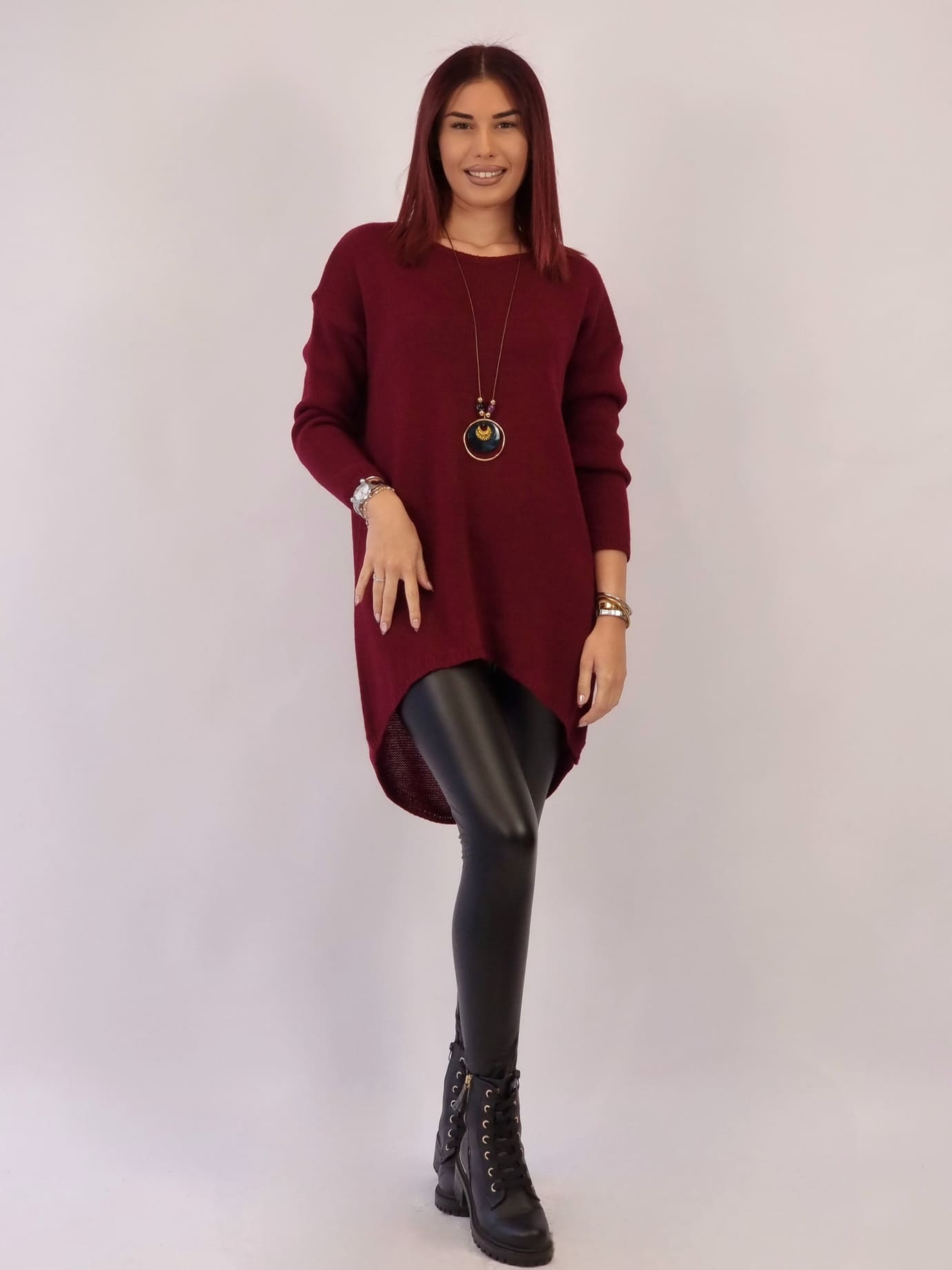 Μπλούζα Μακριά Πλεκτή Με Κολιέ - Μαύρο Μπλούζα Μακριά Πλεκτή Με Κολιέ - Μαύρο