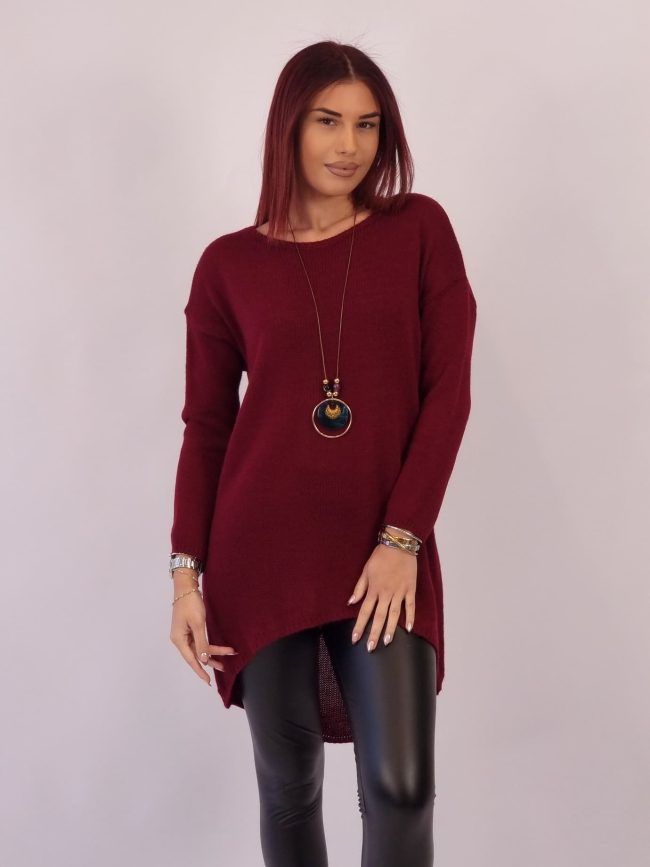 Μπλούζα Μακριά Πλεκτή Με Κολιέ - Μαύρο