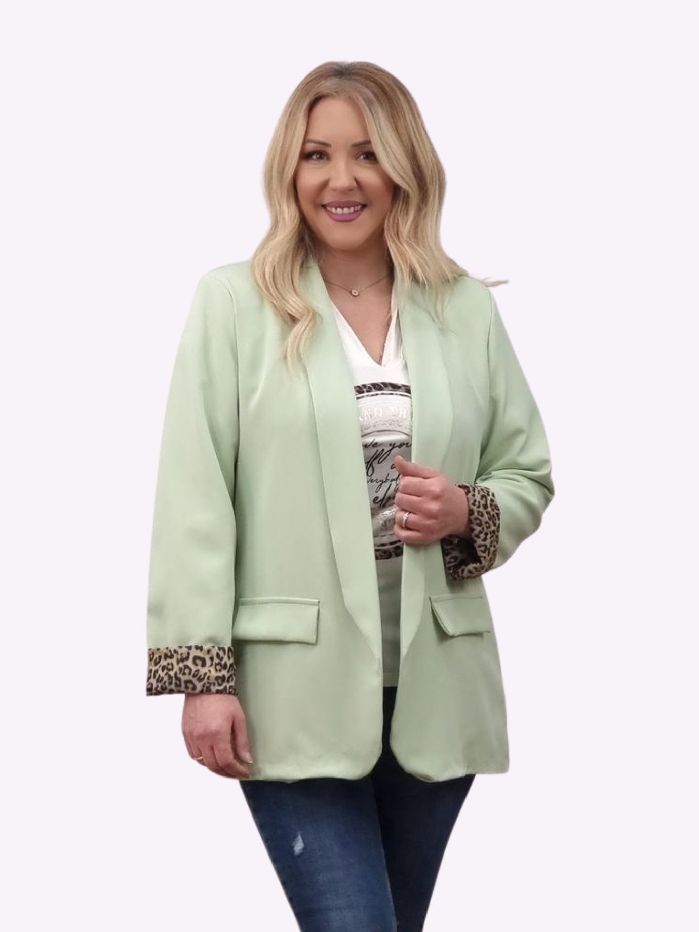 Σακάκι Με Βάτες animal print-Μέντα