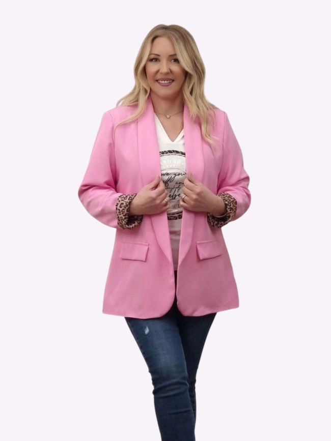 Σακάκι Με Βάτες animal print-Ροζ Σακάκι Με Βάτες animal print-Ροζ