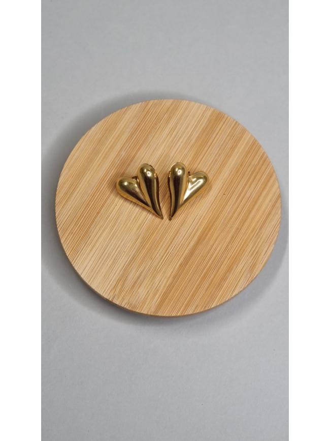 Σκουλαρίκια καρφωτά καρδιές-Χρυσό