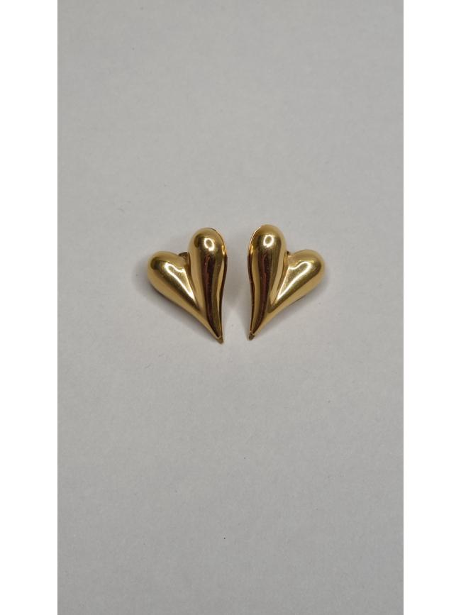Σκουλαρίκια καρφωτά καρδιές-Χρυσό