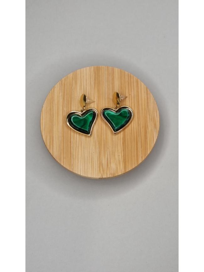Σκουλαρίκια κρεμαστά πράσινη καρδιά