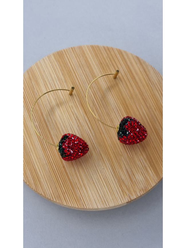 Σκουλαρίκια κραμαστά με φράουλες