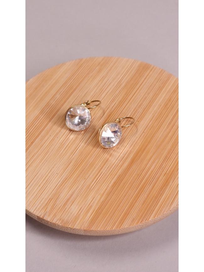 Σκουλαρίκια κρεμαστά με πέτρα -Ασημί