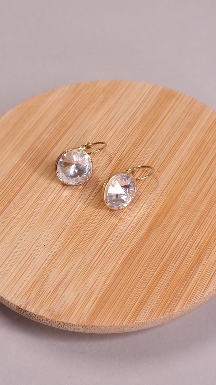 Σκουλαρίκια κρεμαστά με πέτρα -Μωβ σκούρο