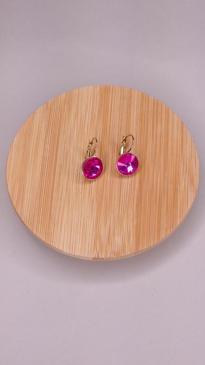 Σκουλαρίκια κρεμαστά με πέτρα -Μωβ σκούρο