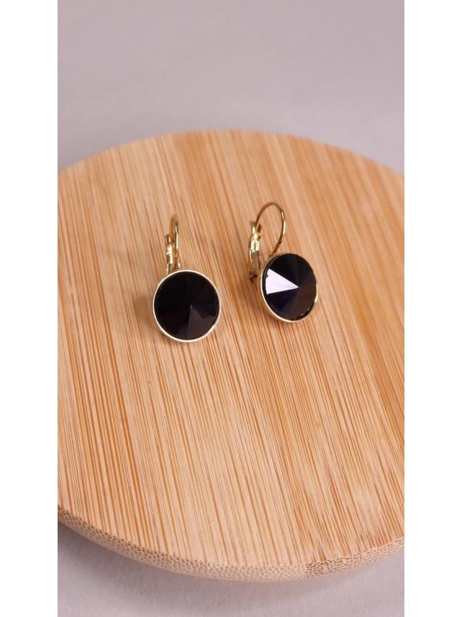 Σκουλαρίκια κρεμαστά με πέτρα -Μαύρη