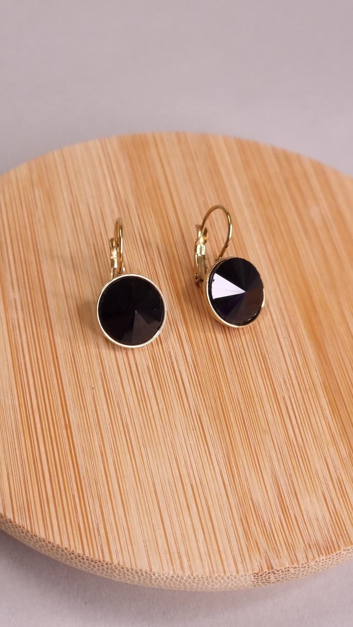 Σκουλαρίκια κρεμαστά με πέτρα -Μωβ σκούρο