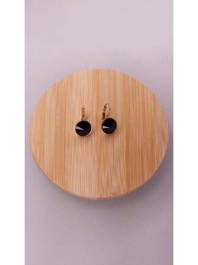 Σκουλαρίκια κρεμαστά με πέτρα -Μαύρη