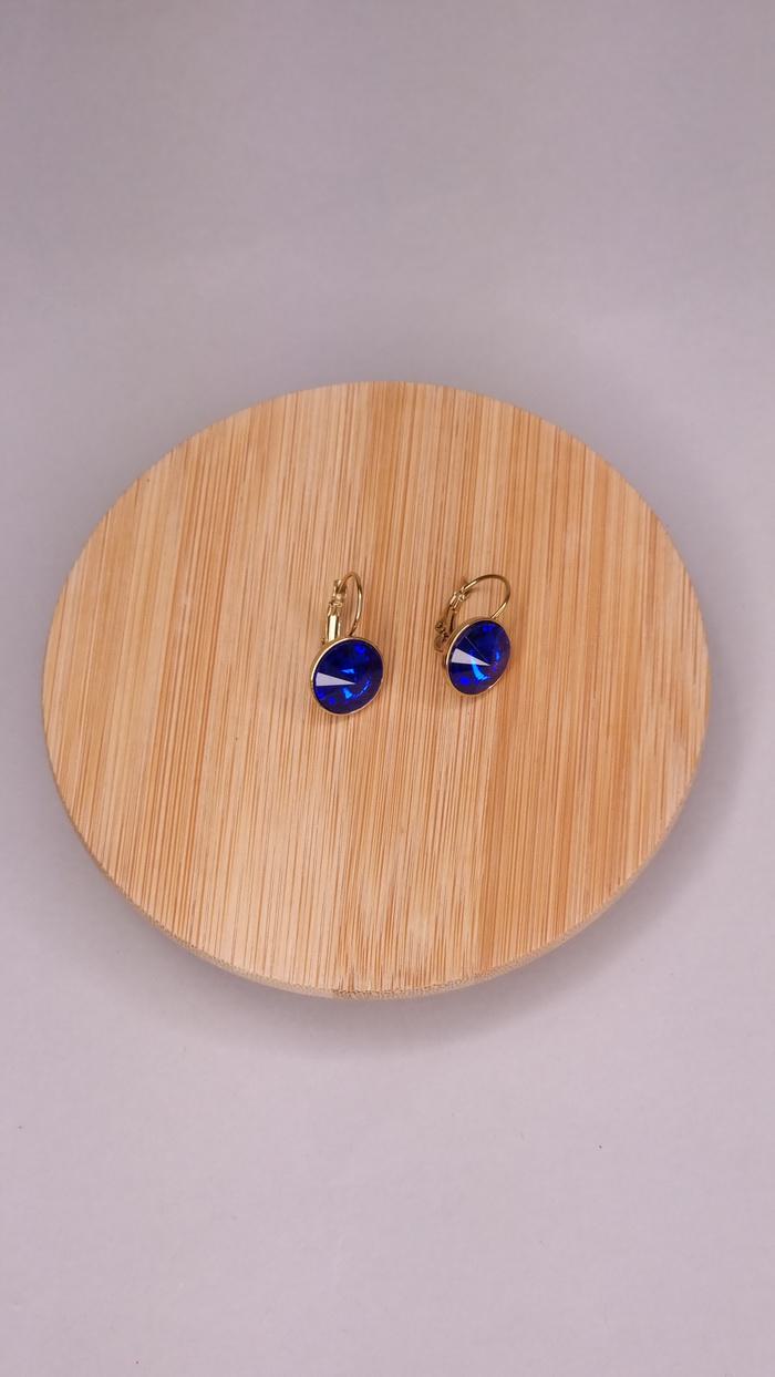 Σκουλαρίκια κρεμαστά με πέτρα -Μωβ σκούρο